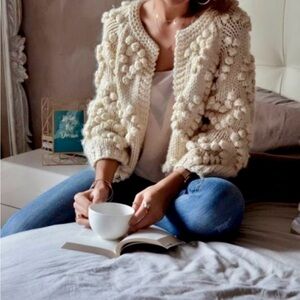 Chicwish Womens soft heart shaped balls Thick open Cardigan sweater S/M